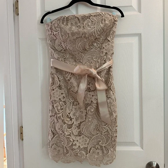 Cache | Dresses | Cache Gold Lace Semiformal Dress | Poshmark